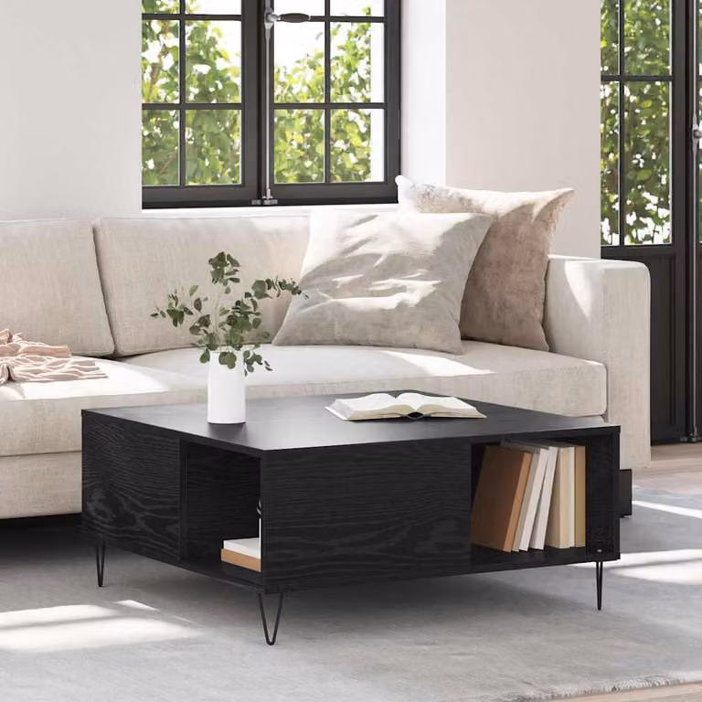 Maison Exclusive - Tavolino da salotto effetto rovere nero 80 x 80 x 36,5 cm Materiale ligneo