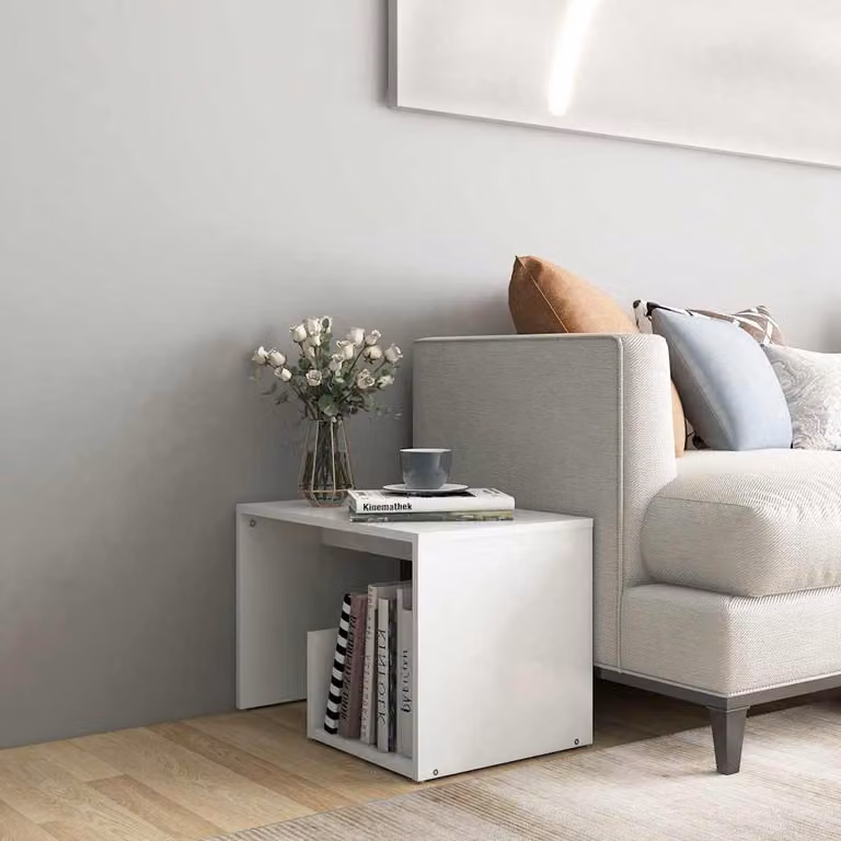 vidaXL Tavolino Moderno Bianco in Legno e MDF L: 59 cm, P: 36 cm, H: 38 cm