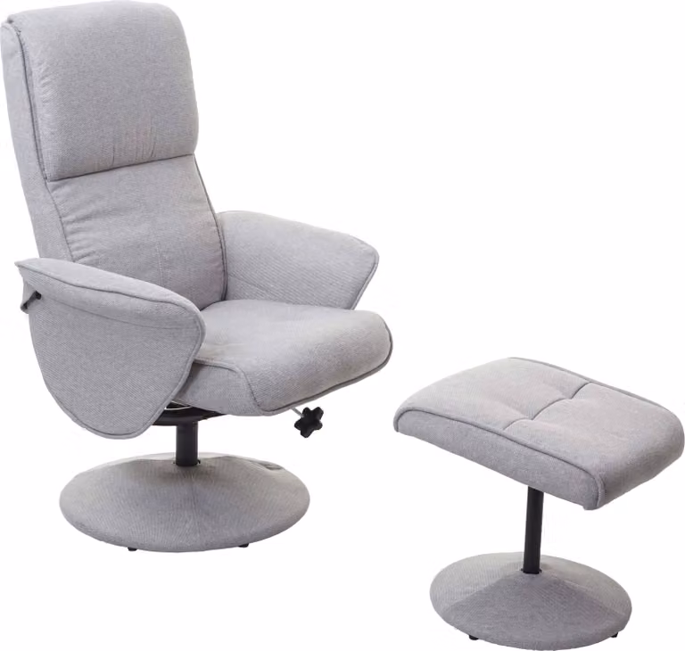 Helsinki recliner, poltrona TV reclinabile Poltrona TV con sgabello ~ tessuto/tessuto, grigio chiaro