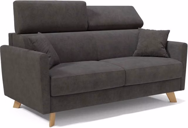 Divano letto matrimoniale Francy Divani.Store in tessuto impermeabile antracite con poggiatesta regolabili, L: 160 cm, L/P/H: 160 x 200 cm – 1