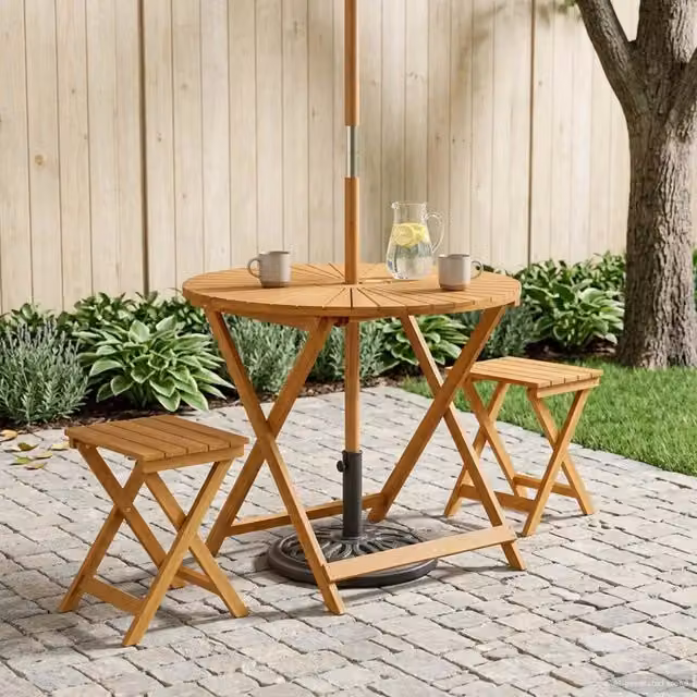 Tavolo da giardino pieghevole rotondo vidaXL in legno di acacia color marrone Ø 90 cm x H 75 cm