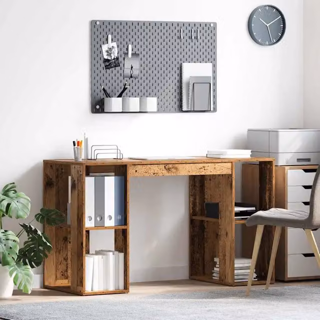 Scrivania moderna vidaXL in legno ingegnerizzato marrone L/P/H: 130 x 50.5 x 75 cm