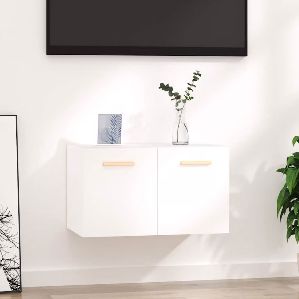 Mobile a parete vidaXL in legno multistrato e MDF, Bianco, L 60 x P 36,5 x H 35 cm
