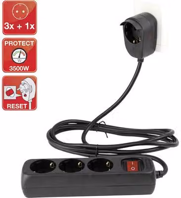 REV 0012392514 Steckdosenleiste mit Schalter 3fach Schwarz Schutzkontakt (0012392514)