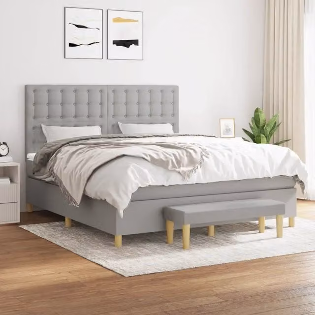 Letto Ibrido con Giroletto a Molle e Materasso vidaXL, Grigio Chiaro e Bianco, L/P: 160 x 200 cm