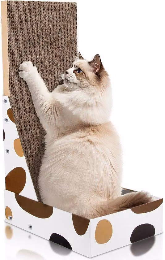 Ibenzoa® Albero per gatti a forma di L, 60 cm di altezza, 35 cm di larghezza – Tiragraffi robusto realizzato in cartone riciclato, stabile sia a parete che a pavimento, protegge i mobili