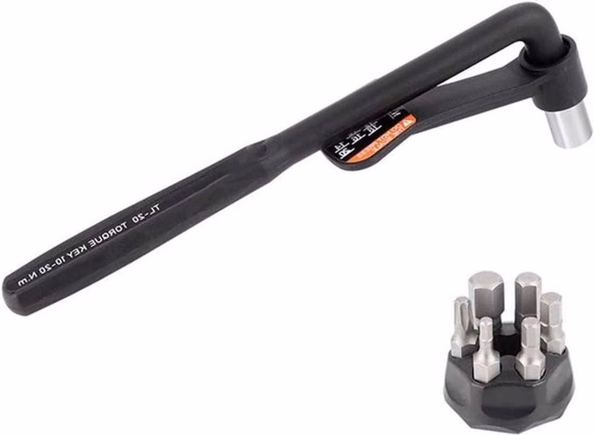 Chiavi dinamometriche per biciclette, con coppia regolabile da 10 a 20 Nm, dotate di 5 inserti e 1 inserto Torx, per un montaggio preciso