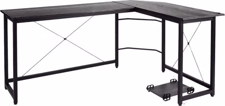 Scrivania angolare a L - 167 cm - Per l'home office, il gaming e l'ufficio - Grigio scuro - Con area PC e laptop