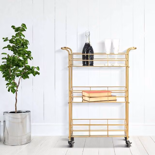 Carrello Arviat DMORA con 3 ripiani in vetro e metallo oro L: 60 cm, P: 31 cm, H: 80 cm