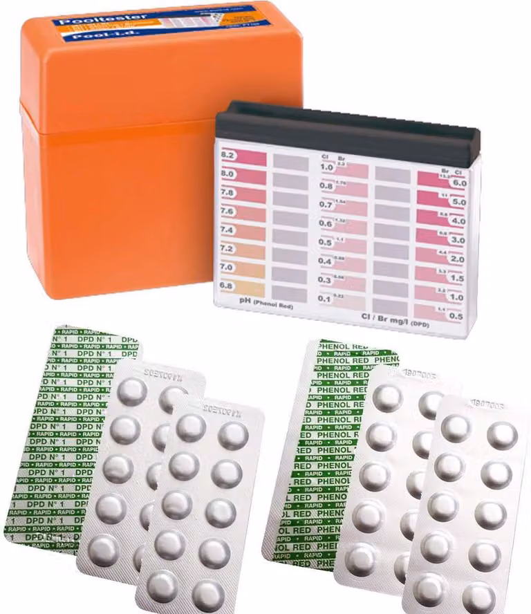 Pooltester 100 Kit di analisi per la misurazione del valore pH / cloro incl. 2x30 compresse DPD1/fenolo rosso