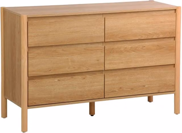 Comò decorazione legno 6 cassetti, marrone naturale