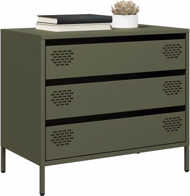 Credenza vidaXL in metallo verde opaco da appendere al muro L: 68 cm, P: 39 cm, H: 58,5 cm