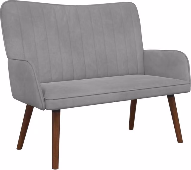 Divano a due posti moderno in velluto grigio chiaro con struttura in metallo e legno per soggiorno o camera da letto L: 115 cm, P: 61 cm, H: 87 cm – 1