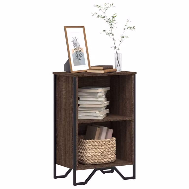 Libreria moderna vidaXL in legno e metallo color rovere marrone, L 50 cm x P 31 cm x H 74,5 cm
