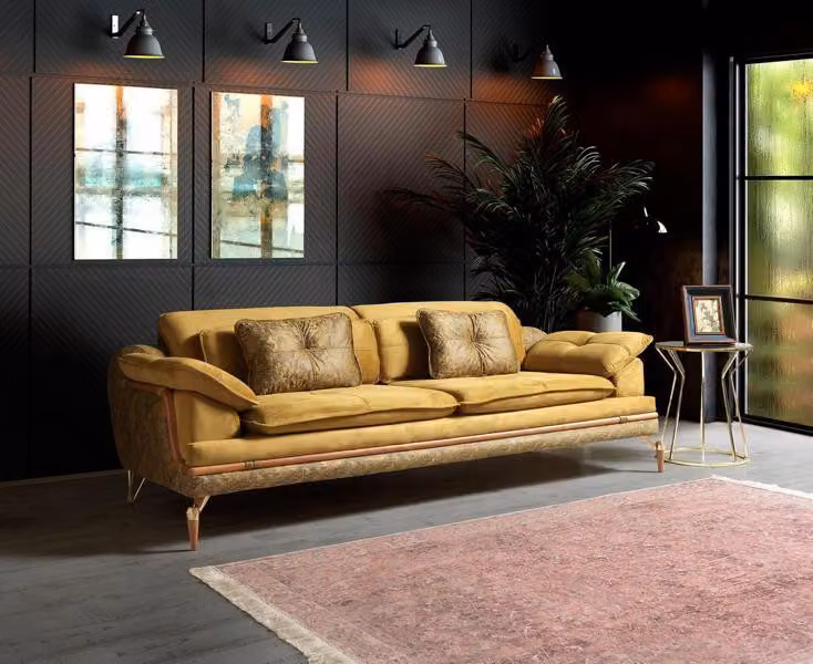 Couch Dreisitzer Sofa Lounge Luxus 3-Sitzer Design Couchen Polster Sofas Gelb