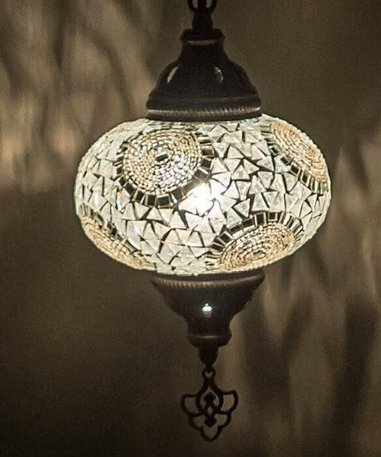 Lampada a sospensione Mozaïek - Lampada turca marocchina fatta a mano Ø 13 cm, altezza 53 cm, E14 LED, vetro di alta qualità