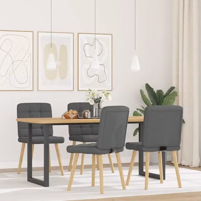 Sedie da Pranzo 4 pz | Sedie da cucina Grigio Scuro in Tessuto