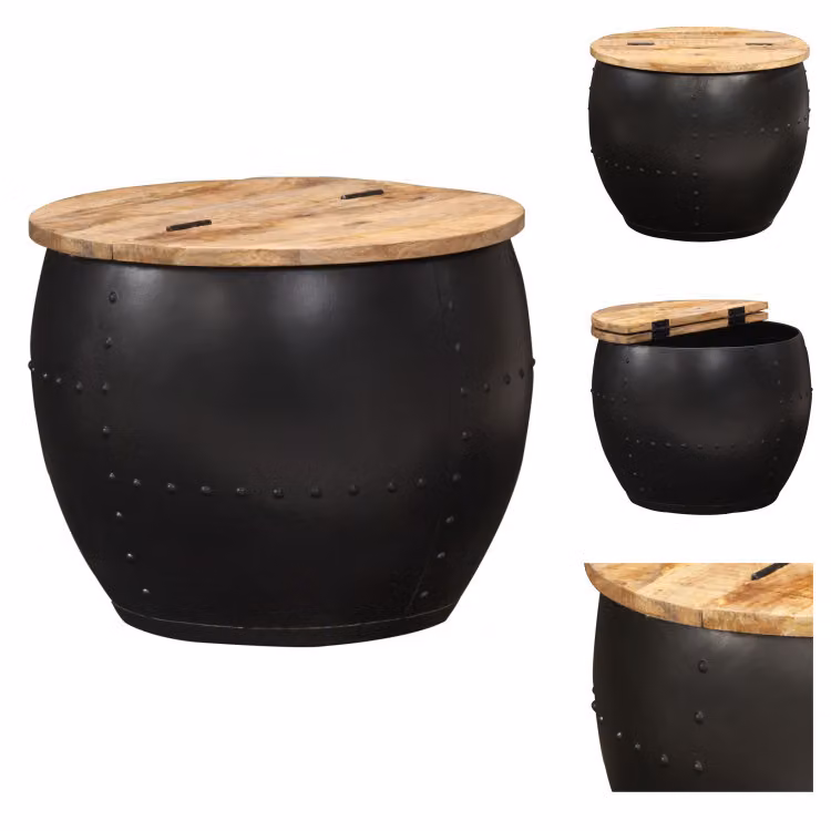 vidaXL Tavolino rotondo 53×43 cm in legno massiccio di mango - Tavolini da caffè