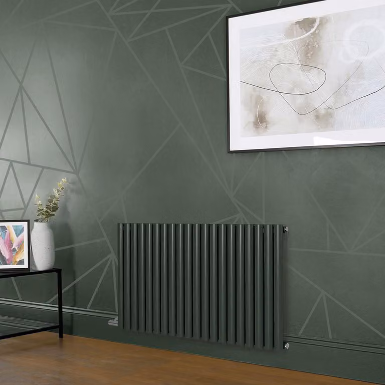 Radiatore Elettrico di Design Orizzontale Verde (Evergreen) - Pannello Singolo - 635mm x 413mm - Senza Termostato - Revive