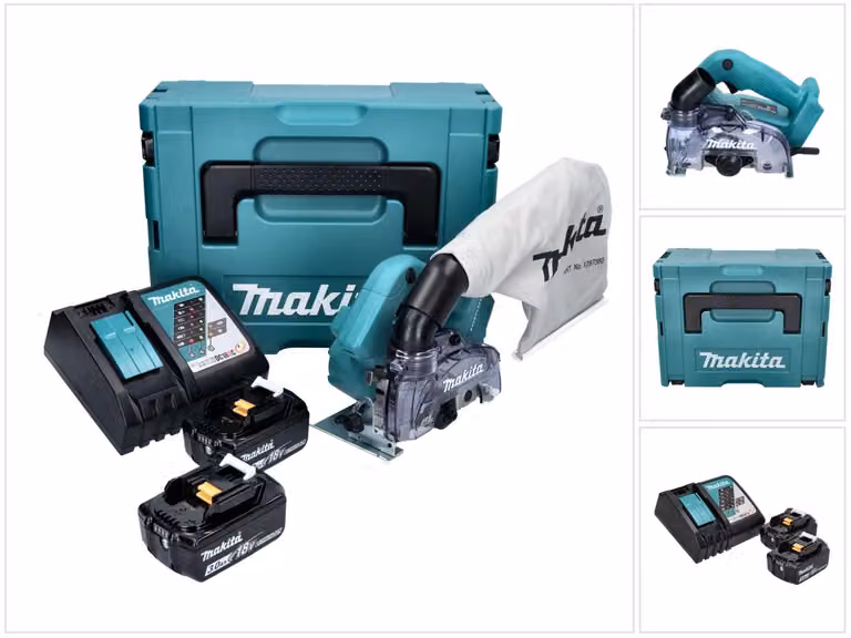 Sega circolare a batteria Makita DCC 500 RFJ 125 mm senza spazzole 18 V + 2 batterie da 3,0 Ah + caricabatterie + valigetta Makpac