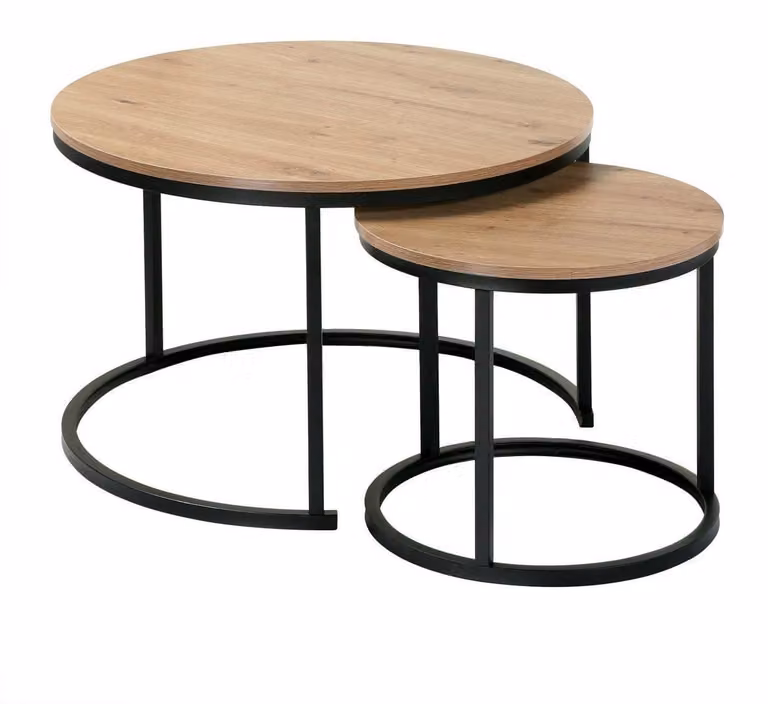 Calicosy - Set di 2 tavolini da salotto rotondi sovrapposti - L70 cm