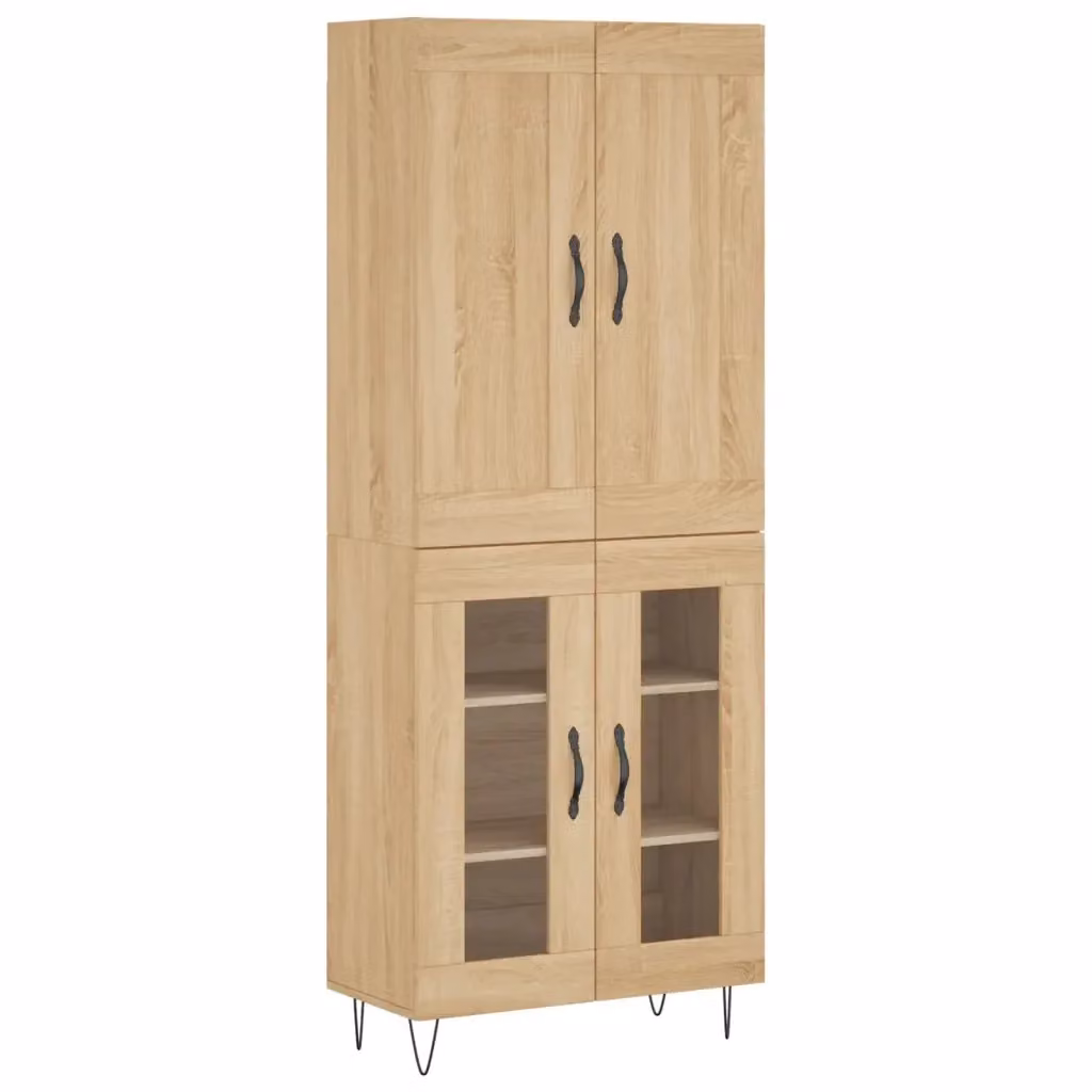 Mobile a parete moderno vidaXL in rovere con ripiani e ante a battente L: 69,5 cm, P: 34 cm, H: 180 cm – 2