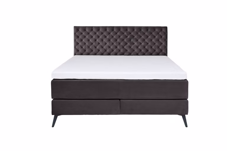 KAWOLA letto SINDAR box spring letto tessuto antracite piede nero senza topper 160x200cm
