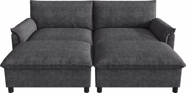 Divano modulare Cloud Aosom, forma a U con funzione letto, colore antracite/nero, rivestimento in tessuto