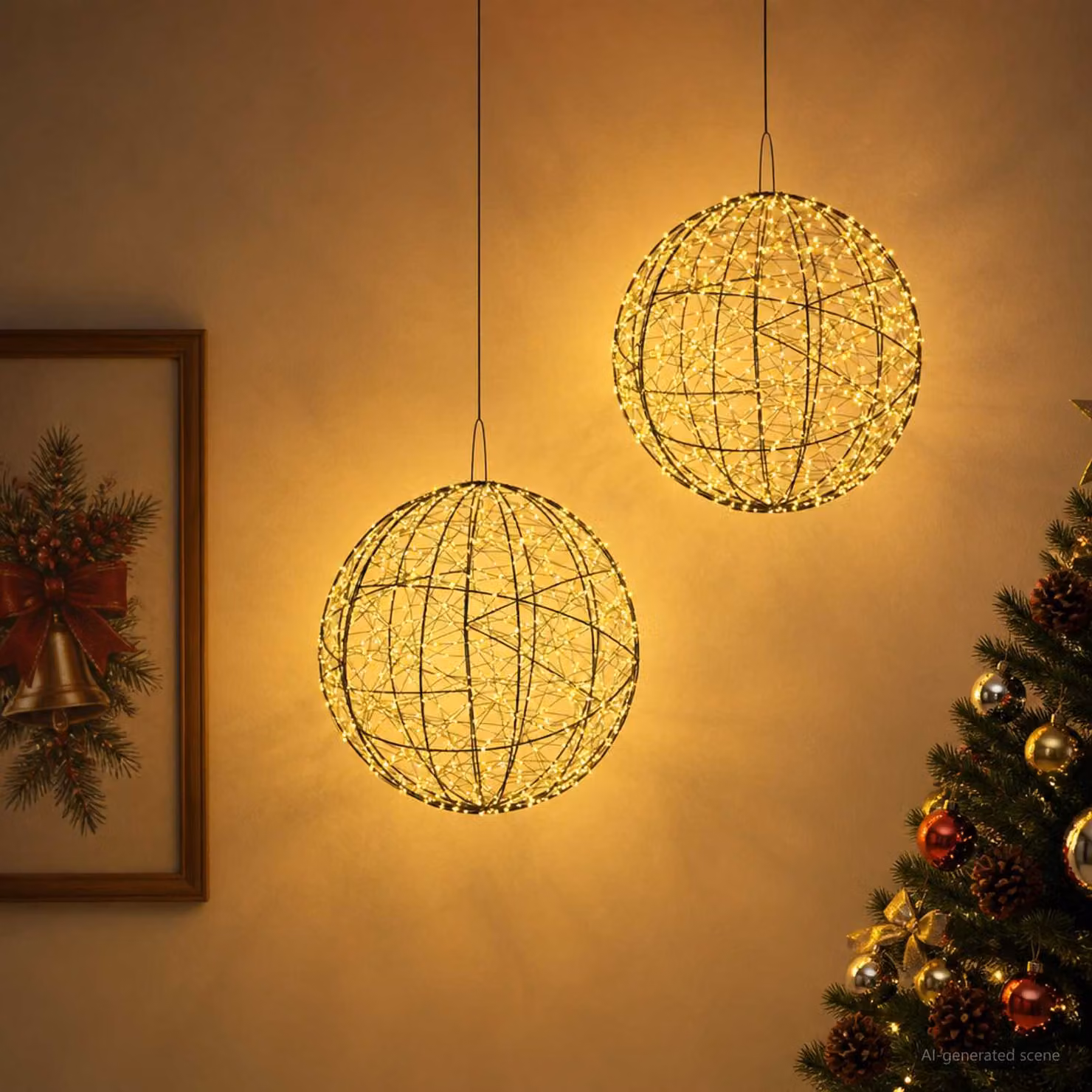 vidaXL Luce a punta di Natale 2 pz 1900 LED Bianco caldo Ø 60 x 63 cm