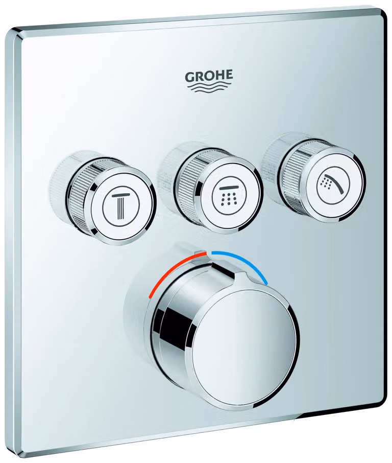 Mitigeur encastré Grohe SmartControl, trois vannes d'arrêt, rosette carrée, 29149000, 29149000