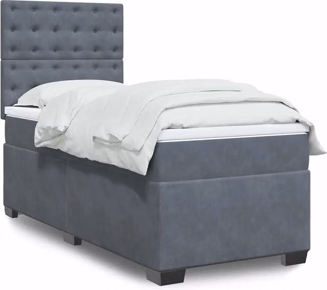Giroletto a Molle con Materasso Grigio Scuro 90x200 cm Velluto 3293123