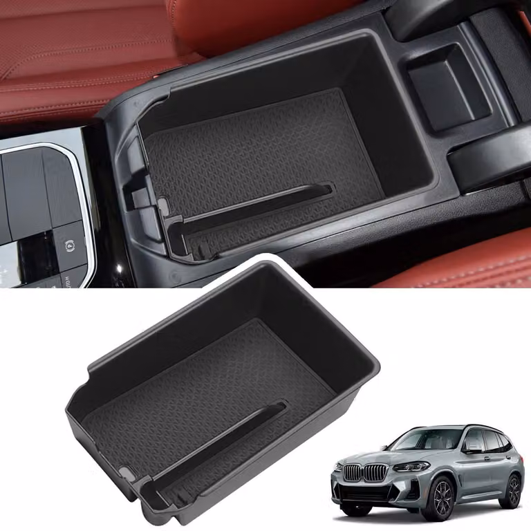 Contenitore portaoggetti per la console centrale, compatibile con BMW X3 G01/X4 G02/iX3, modelli dal 2019 al 2024, realizzato in ABS e silicone