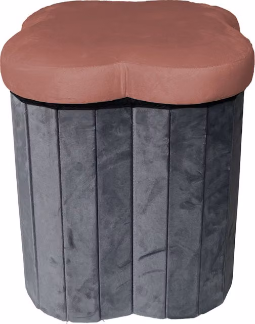 Pouf pieghevole in velluto con motivo floreale colore terracotta Diametro: 40 cm – 1