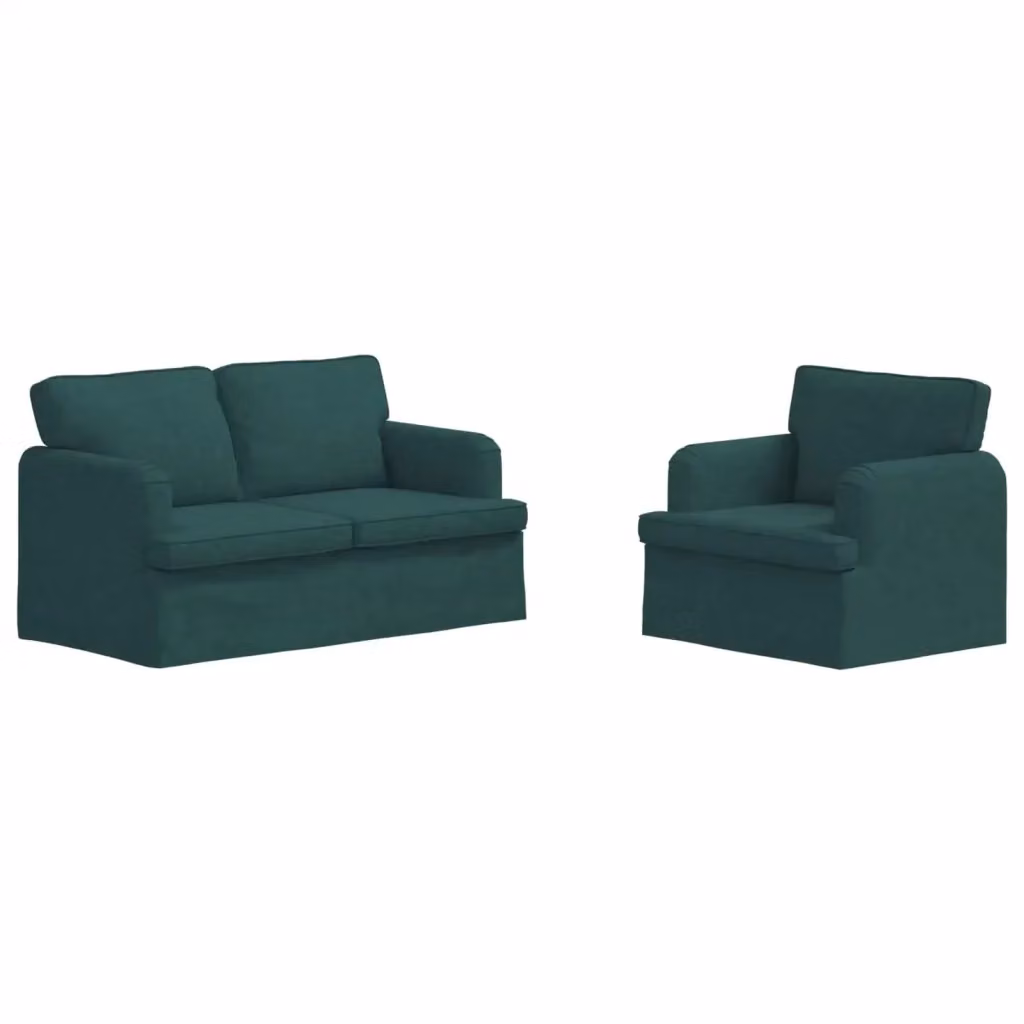 Set di 2 divani moderni vidaXL in tessuto verde e nero con struttura in metallo L/P/H: 144 x 80 x 85 cm – 2