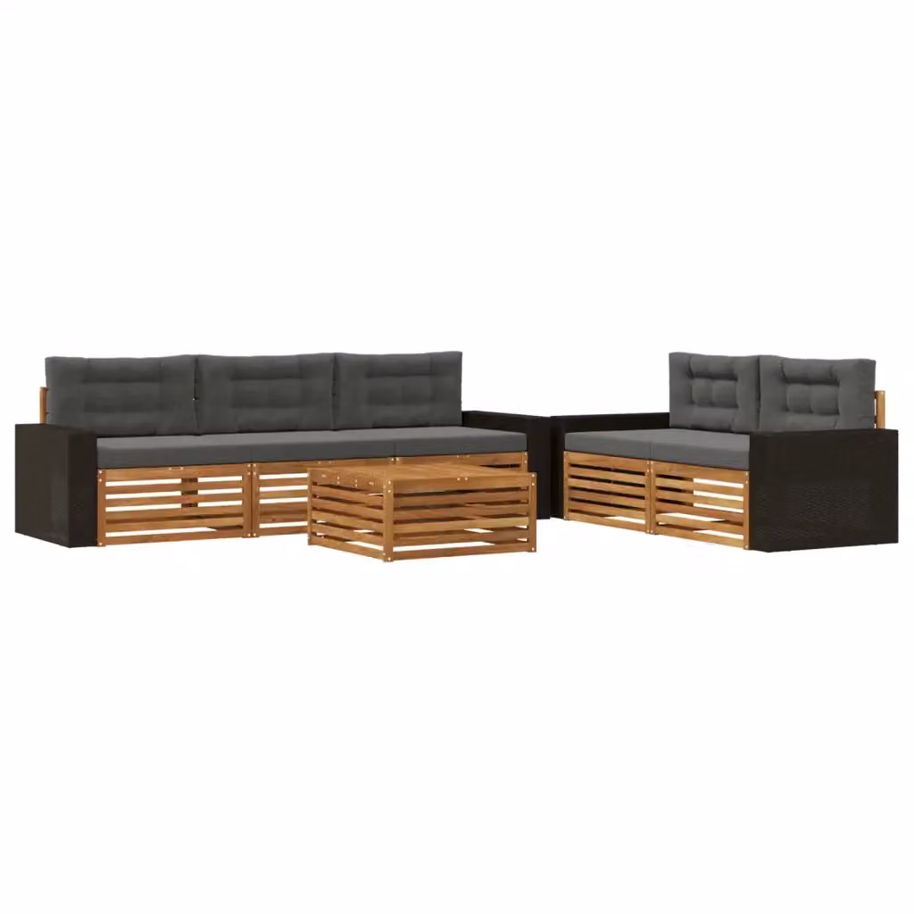 Set di mobili da esterno vidaXL composto da 6 pezzi con divani, tavolino da caffè e cuscini in legno di acacia, colori beige e antracite – 2