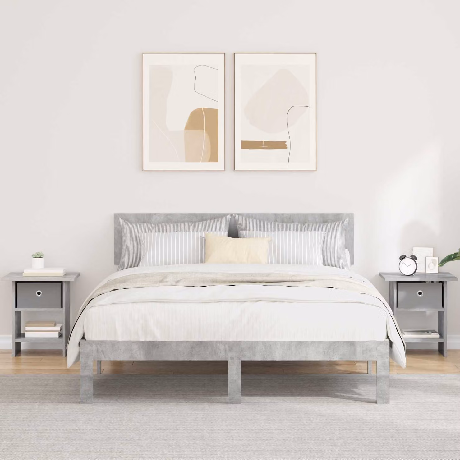 Set di 2 comodini moderni vidaXL in grigio cemento, L 41 cm x P 40 cm x H 45 cm
