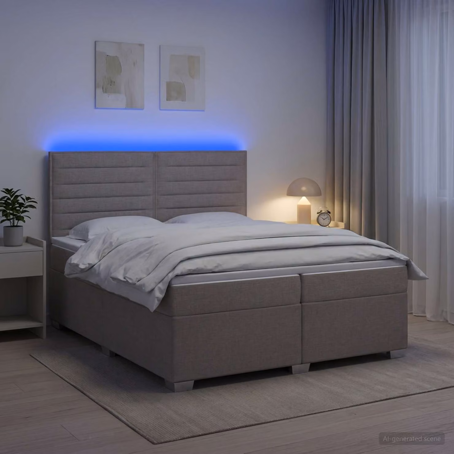 Letto box spring vidaXL con materasso a molle insacchettate in tessuto, L/P/H: 200 x 200 x 140,5 cm