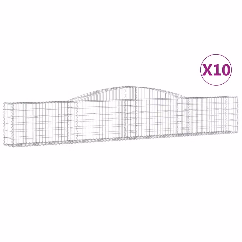 Cesti Gabbioni ad Arco 10 pz 400x30x60/80 cm Ferro Zincato