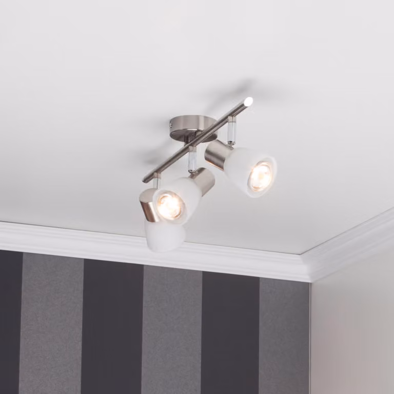BRILLANTE tubo spot Luca | intramontabile faretto da soffitto | metallo/vetro | cromo/bianco | orientabile | 3x E14 max. 40 W