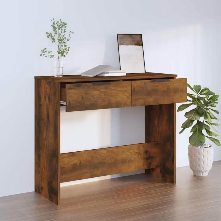 vidaXL Tavolino Consolle Moderno in Legno Rovere Fumo L/P/H: 90 x 36 x 75 cm