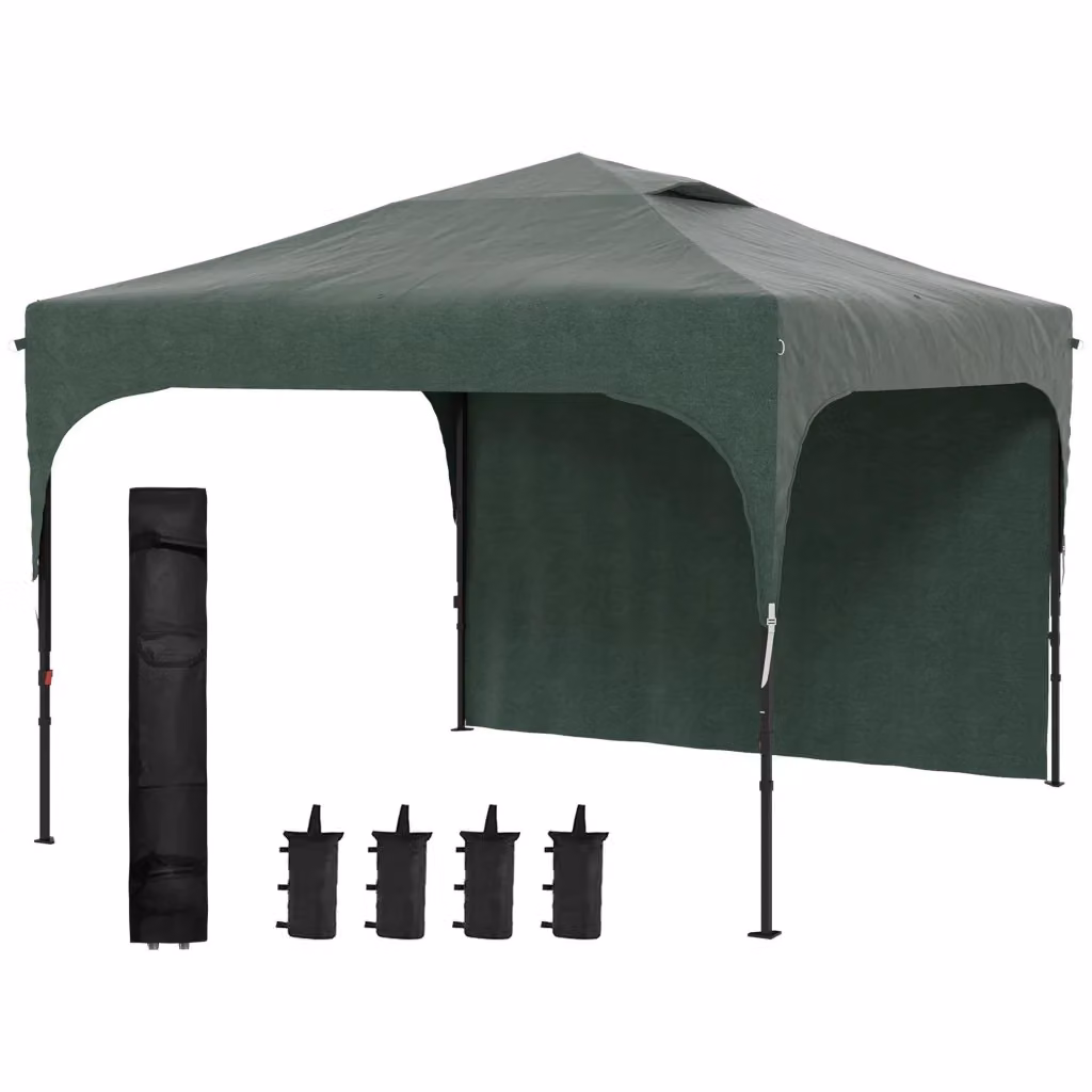 Gazebo da Giardino Minimal Verde con Parete Laterale Impermeabile L: 300 cm, P: 300 cm, H: 265 cm – 2