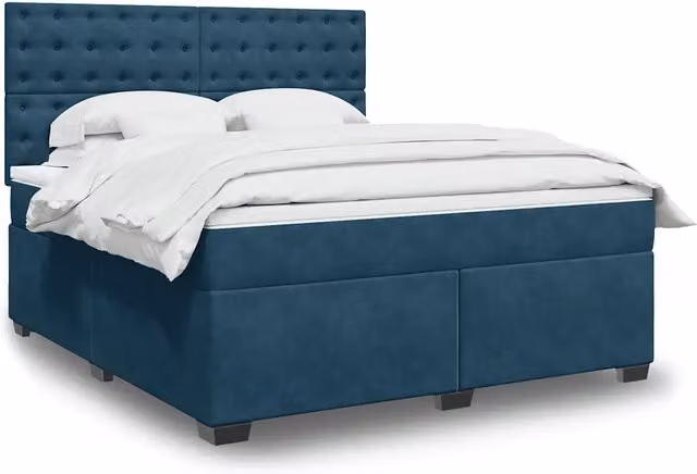 Giroletto a Molle con Materasso Blu 180x200 cm in Velluto 3290994