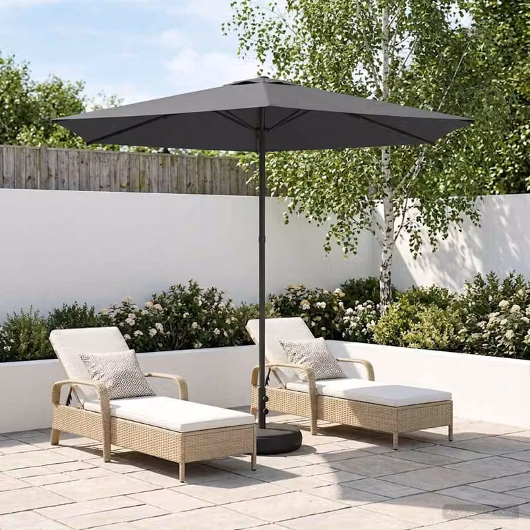 Parasole da giardino vidaXL con base rettangolare in acciaio e copertura in poliestere, colore antracite, 2,7 x 2,7 m