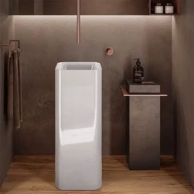 Lavabo freestanding squadrato Petit INBAGNO in ceramica bianco L: 90,0 cm, P: 36,0 cm, H: 36,0 cm – 1