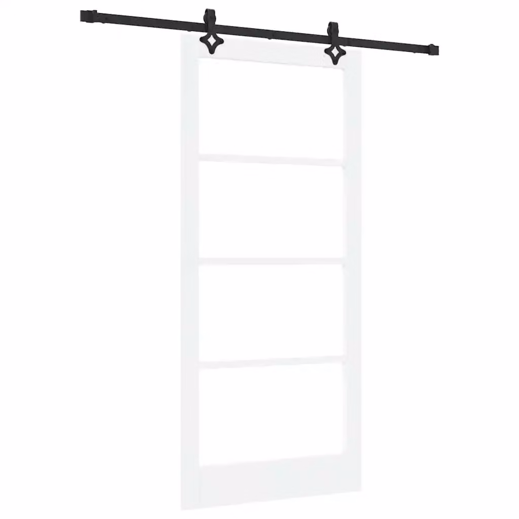 Porta scorrevole moderna vidaXL in legno e vetro, Bianco, Nero e Trasparente, L: 93 cm, H: 202 cm – 2