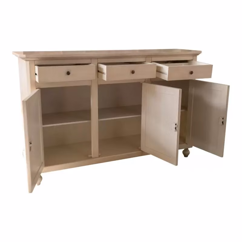 Madia credenza shabby chic con 3 ante in legno color avorio Mobili 2G L/P/H: 150 x 43 x 98 cm – 2