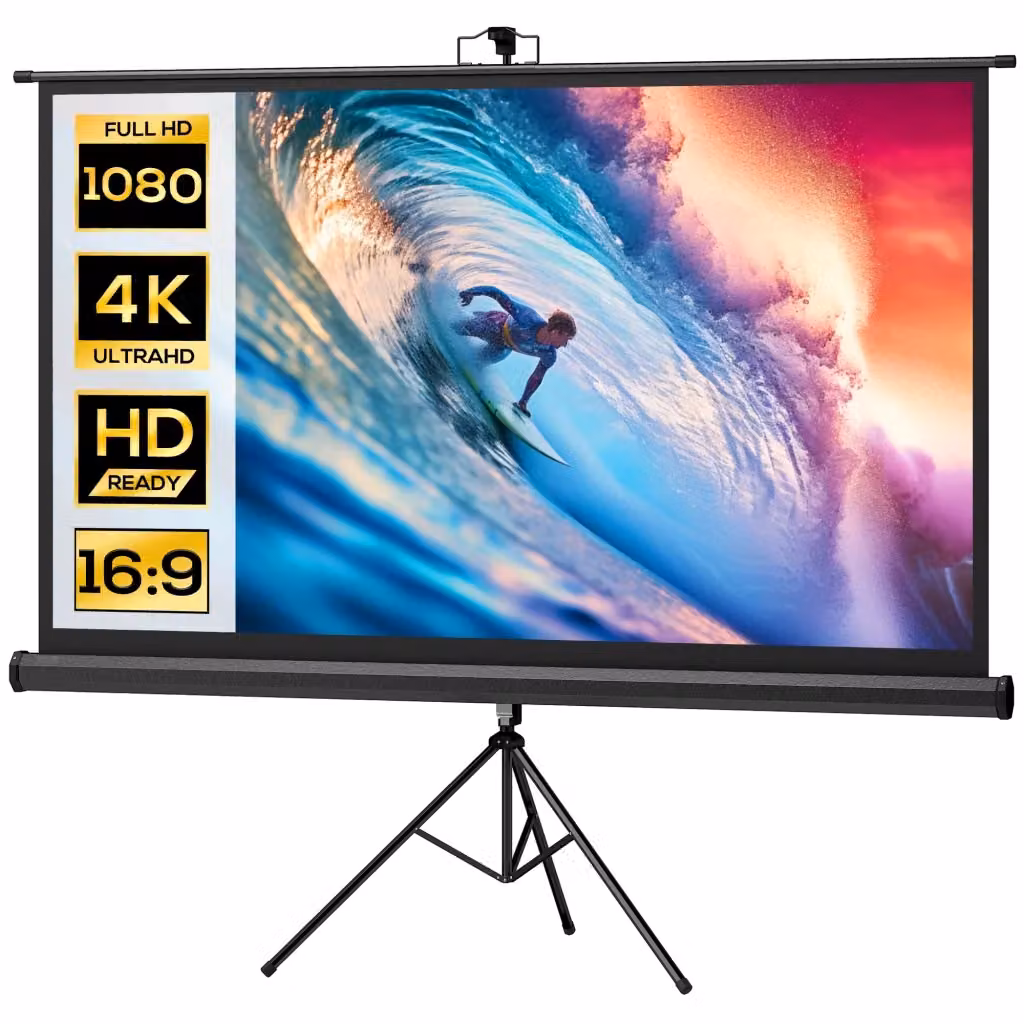 Telo Proiettore Zephmum da 84 Pollici 16:9 Pieghevole con Treppiede, Nero, L 200 x H 118 cm – 2