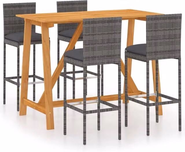 Set bar da giardino con cuscini 5 pz grigio 02_0013461