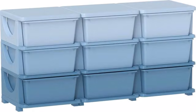 Mobile cassettiera per bambini Xylo con 9 cassetti in plastica blu