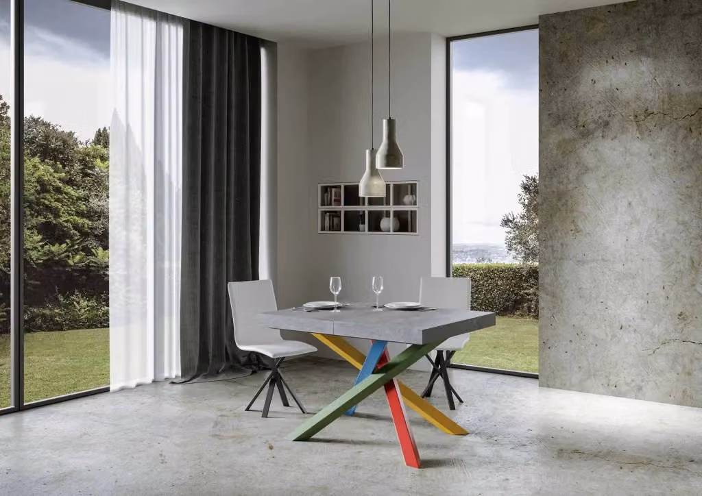 Tavolo Allungabile Moderno GIORDANOSHOP in MDF Laminato Grigio L/P/H: 140-244 x 90 x 77 cm – 2